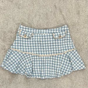 SHEIN Pearl Detail Ruffle Hem Wool-Mix Fabric Skirt Size 12